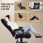 Sedia da ufficio ergonomica per la casa, sedia da scrivania direzionale con schienale alto, poggiapiedi estraibile e sedile ampio, sedia da computer girevole resistente