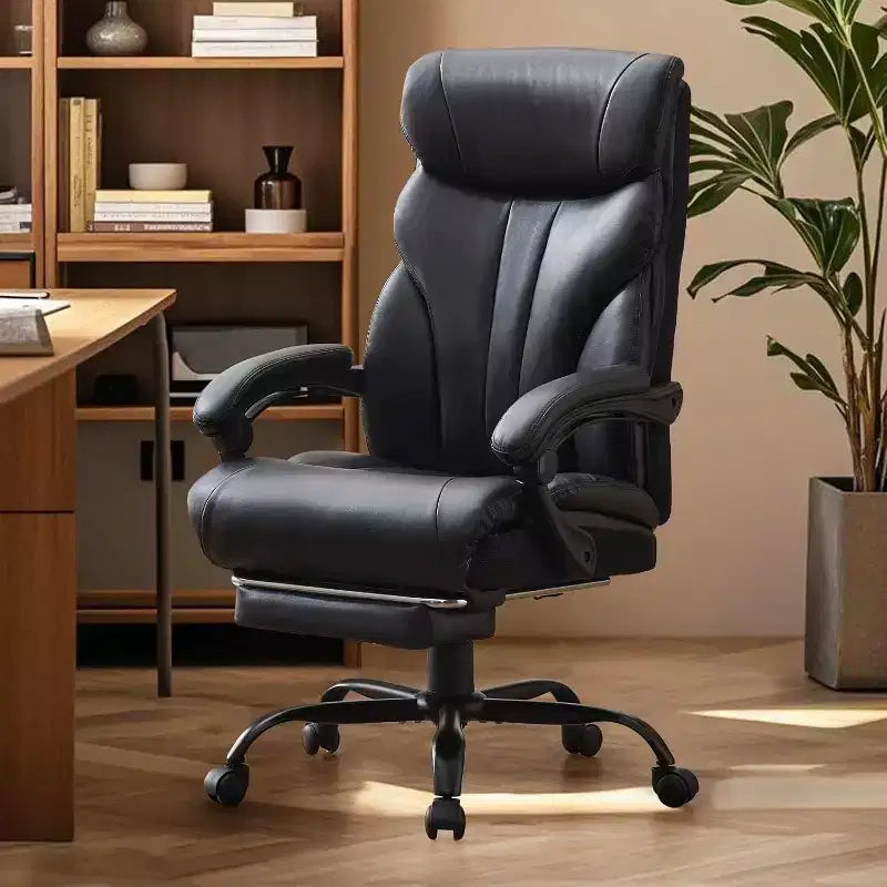 Sedia da ufficio ergonomica per la casa, sedia da scrivania direzionale con schienale alto, poggiapiedi estraibile e sedile ampio, sedia da computer girevole resistente