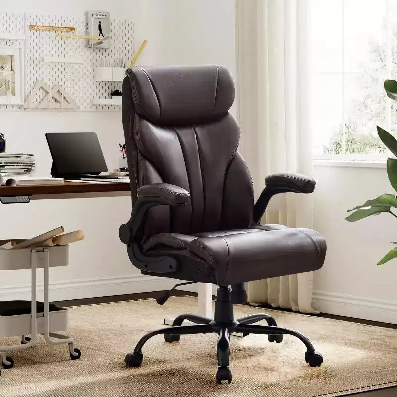 Sedia da ufficio ergonomica per la casa, sedia da scrivania direzionale con schienale alto, poggiapiedi estraibile e sedile ampio, sedia da computer girevole resistente