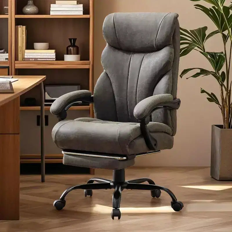 Sedia da ufficio ergonomica per la casa, sedia da scrivania direzionale con schienale alto, poggiapiedi estraibile e sedile ampio, sedia da computer girevole resistente