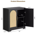 Madia moderna con 2 ante in rattan - Mobile contenitore credenza per soggiorno, sala da pranzo e ingresso