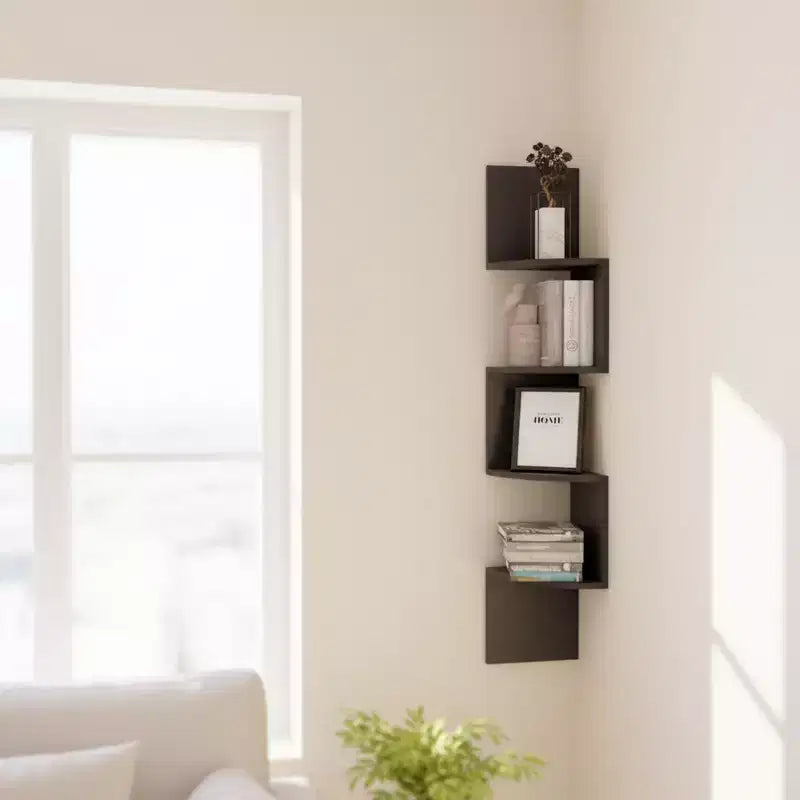 Homy Casa Modern 4-Tier Wall Mounted Corner Shelf, Space-Saving Display Storage