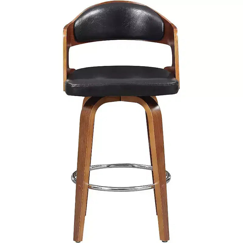 Sgabelli da bancone da 27 pollici 1 pezzo, sgabelli da bar girevoli di metà secolo con rivestimento in similpelle e struttura in legno, sedie da bar con accenti color rame per la cucina
