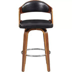 Sgabelli da bancone da 27 pollici 1 pezzo, sgabelli da bar girevoli di metà secolo con rivestimento in similpelle e struttura in legno, sedie da bar con accenti color rame per la cucina