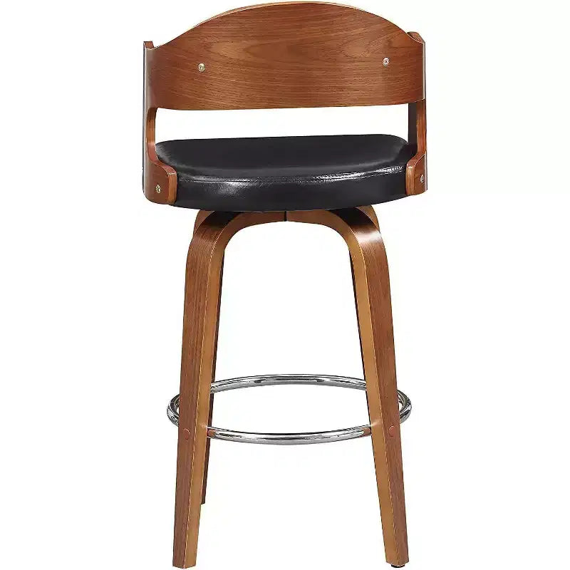 Sgabelli da bancone da 27 pollici 1 pezzo, sgabelli da bar girevoli di metà secolo con rivestimento in similpelle e struttura in legno, sedie da bar con accenti color rame per la cucina
