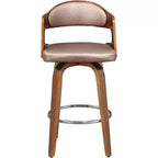 Sgabelli da bancone da 27 pollici 1 pezzo, sgabelli da bar girevoli di metà secolo con rivestimento in similpelle e struttura in legno, sedie da bar con accenti color rame per la cucina