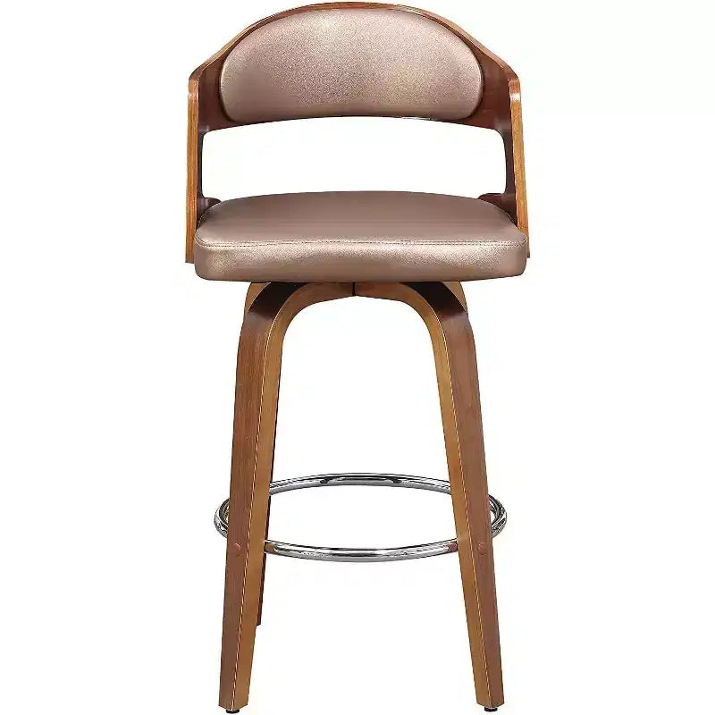 Sgabelli da bancone da 27 pollici 1 pezzo, sgabelli da bar girevoli di metà secolo con rivestimento in similpelle e struttura in legno, sedie da bar con accenti color rame per la cucina