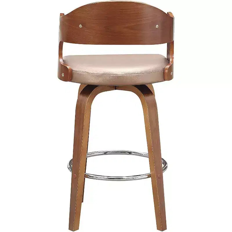 Sgabelli da bancone da 27 pollici 1 pezzo, sgabelli da bar girevoli di metà secolo con rivestimento in similpelle e struttura in legno, sedie da bar con accenti color rame per la cucina