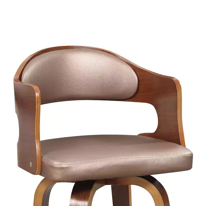 Sgabelli da bancone da 27 pollici 1 pezzo, sgabelli da bar girevoli di metà secolo con rivestimento in similpelle e struttura in legno, sedie da bar con accenti color rame per la cucina