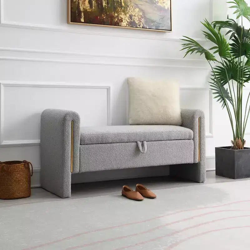 Panca Imbottita Moderna per Camera da Letto, Grande Pouf Contenitore con Braccioli per Fondo Letto, Soggiorno, Ingresso o Sala Lettura