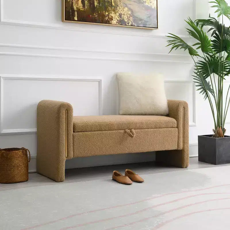 Panca Imbottita Moderna per Camera da Letto, Grande Pouf Contenitore con Braccioli per Fondo Letto, Soggiorno, Ingresso o Sala Lettura