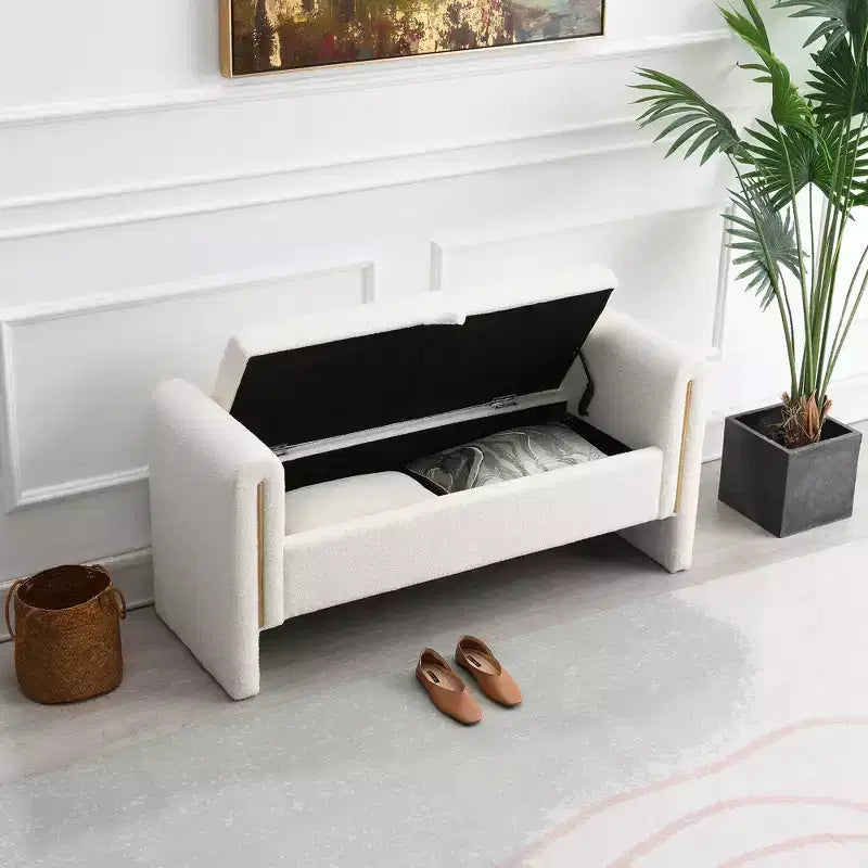Panca Imbottita Moderna per Camera da Letto, Grande Pouf Contenitore con Braccioli per Fondo Letto, Soggiorno, Ingresso o Sala Lettura