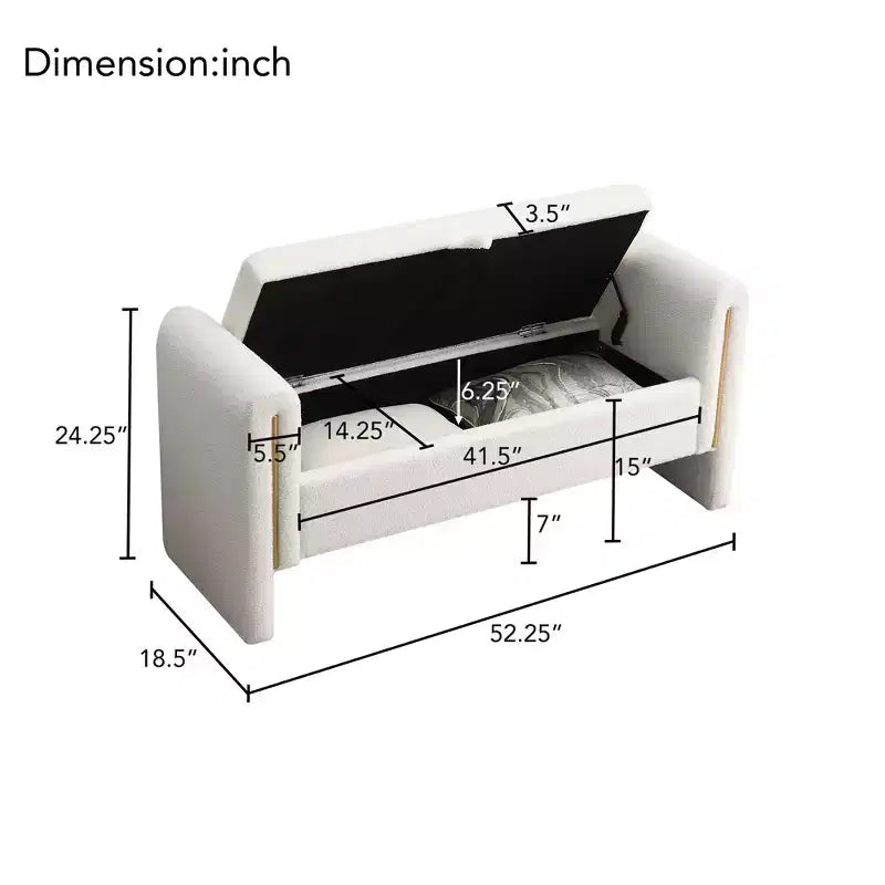 Panca Imbottita Moderna per Camera da Letto, Grande Pouf Contenitore con Braccioli per Fondo Letto, Soggiorno, Ingresso o Sala Lettura