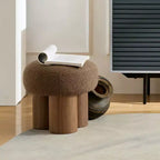 Sgabello a forma di fungo, pouf in peluche con gambe effetto legno, sgabello d'accento a forma di botte da 17 pollici per soggiorno e ingresso