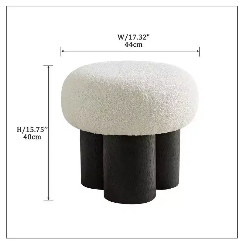 Sgabello a forma di fungo, pouf in peluche con gambe effetto legno, sgabello d'accento a forma di botte da 17 pollici per soggiorno e ingresso