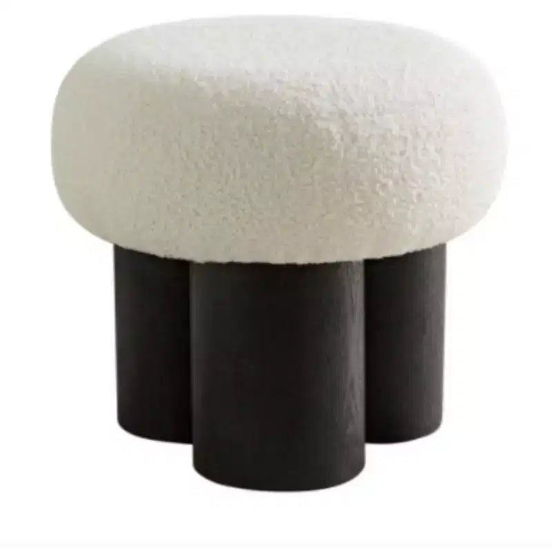 Sgabello a forma di fungo, pouf in peluche con gambe effetto legno, sgabello d'accento a forma di botte da 17 pollici per soggiorno e ingresso
