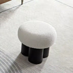 Sgabello a forma di fungo, pouf in peluche con gambe effetto legno, sgabello d'accento a forma di botte da 17 pollici per soggiorno e ingresso