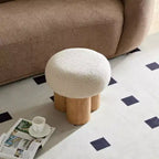 Sgabello a forma di fungo, pouf in peluche con gambe effetto legno, sgabello d'accento a forma di botte da 17 pollici per soggiorno e ingresso