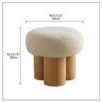 Sgabello a forma di fungo, pouf in peluche con gambe effetto legno, sgabello d'accento a forma di botte da 17 pollici per soggiorno e ingresso