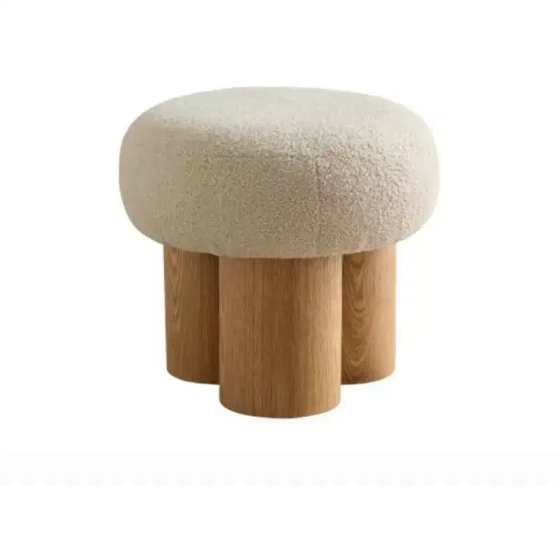 Sgabello a forma di fungo, pouf in peluche con gambe effetto legno, sgabello d'accento a forma di botte da 17 pollici per soggiorno e ingresso