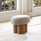 Sgabello a forma di fungo, pouf in peluche con gambe effetto legno, sgabello d'accento a forma di botte da 17 pollici per soggiorno e ingresso