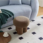 Sgabello a forma di fungo, pouf in peluche con gambe effetto legno, sgabello d'accento a forma di botte da 17 pollici per soggiorno e ingresso