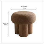 Sgabello a forma di fungo, pouf in peluche con gambe effetto legno, sgabello d'accento a forma di botte da 17 pollici per soggiorno e ingresso