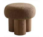 Sgabello a forma di fungo, pouf in peluche con gambe effetto legno, sgabello d'accento a forma di botte da 17 pollici per soggiorno e ingresso