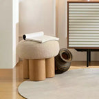 Sgabello a forma di fungo, pouf in peluche con gambe effetto legno, sgabello d'accento a forma di botte da 17 pollici per soggiorno e ingresso
