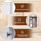 Mobiletto Pensile da Bagno da 35 Pollici con 5 Ripiani Chiusi e Regolabili, Armadietto Contenitore da Bagno a Parete con Ante in Vetro, Bianco