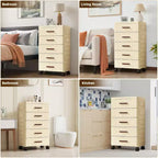 Armadietto contenitore multifunzionale a 5 ripiani color crema - Organizzatore mobile per camera da letto e soggiorno con cassetti per giocattoli, libri, vestiti e snack