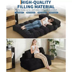Divano letto pieghevole 3 in 1, poltrona letto convertibile con cuscino, letto pieghevole portatile, comodo divano da pavimento con schienale per soggiorno, beige