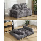 Divano letto pieghevole 3 in 1, poltrona letto convertibile con cuscino, letto pieghevole portatile, comodo divano da pavimento con schienale per soggiorno, beige