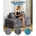 Divano letto pieghevole 3 in 1, poltrona letto convertibile con cuscino, letto pieghevole portatile, comodo divano da pavimento con schienale per soggiorno, beige