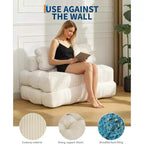 Divano letto pieghevole 3 in 1, poltrona letto convertibile con cuscino, letto pieghevole portatile, comodo divano da pavimento con schienale per soggiorno, beige