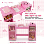 Set toeletta per bambini 2 in 1: Scrivania e sedia da trucco da principessa con specchio triplo sicuro