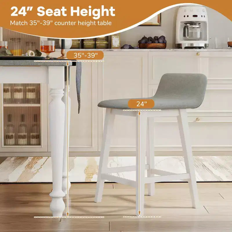 Costway 24 Sgabelli da Bar Imbottiti con Schienale Basso Poggiapiedi e Gambe in Legno per Isola Cucina