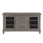 Mila Server Grigio Lavato - : Stile Contemporaneo, Finitura in Impiallacciatura, Ante in Vetro, 3 Cassetti