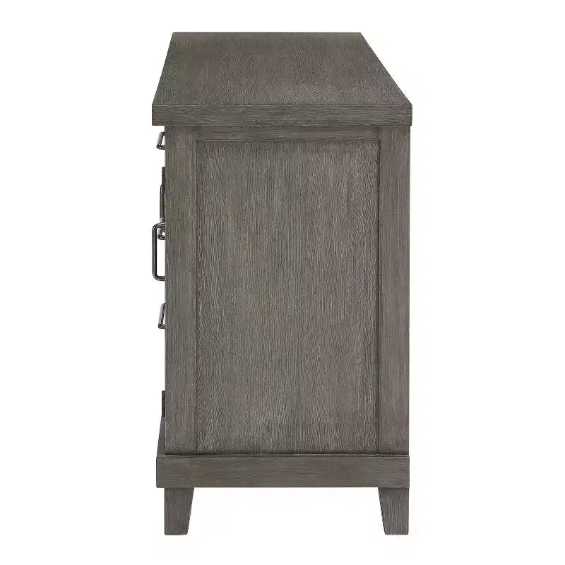 Mila Server Grigio Lavato - : Stile Contemporaneo, Finitura in Impiallacciatura, Ante in Vetro, 3 Cassetti