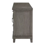 Mila Server Grigio Lavato - : Stile Contemporaneo, Finitura in Impiallacciatura, Ante in Vetro, 3 Cassetti
