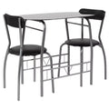 Emma and Oliver 3 Piece Black Glass Space-Saver Bistro Set with Padded Chairs
